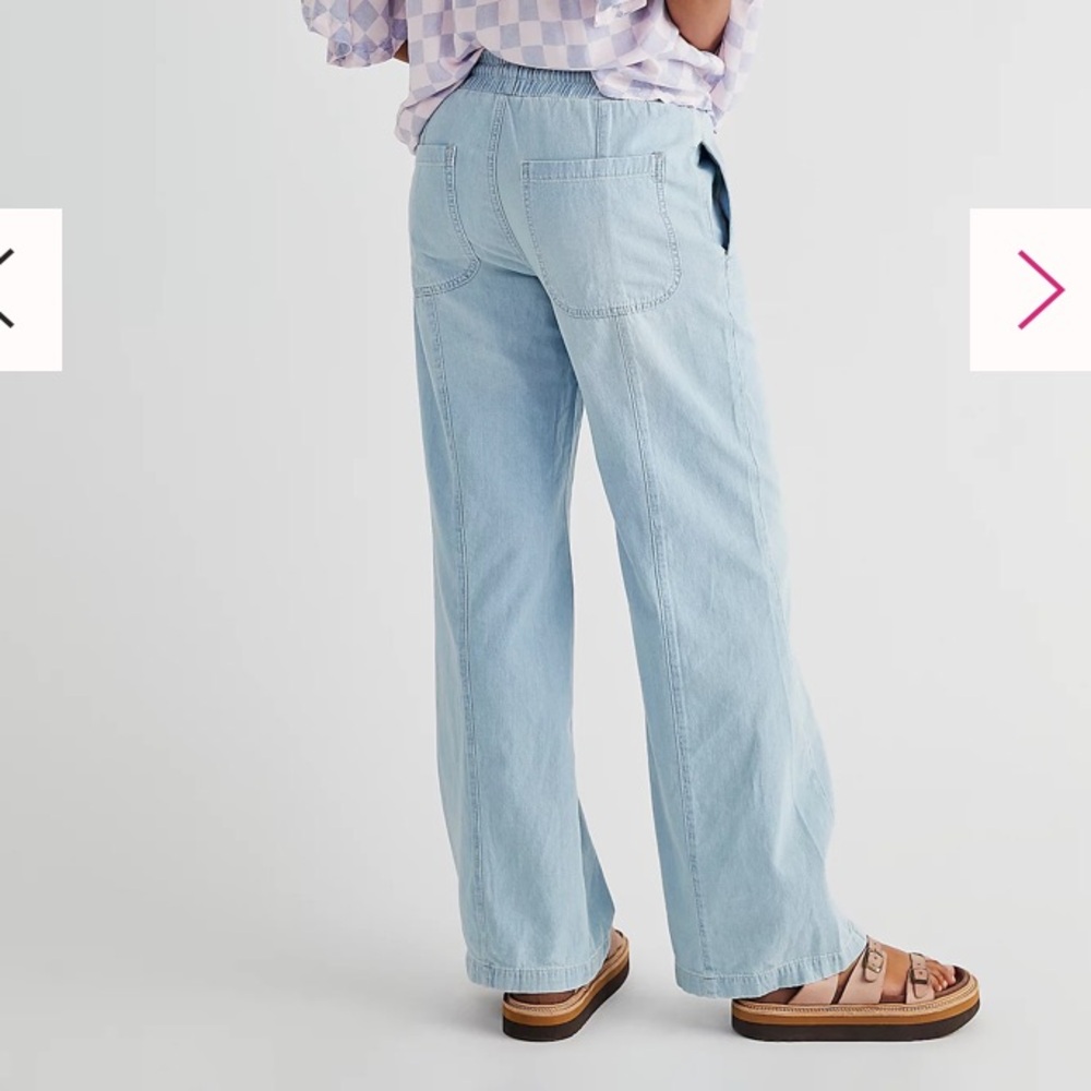 Free People Light Blue Wide-Leg Drawstring Pants - Picture 3 of 7